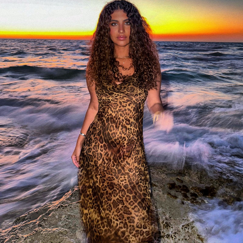 The Cheetah Print Dress, sheer cheetah print chiffon maxi