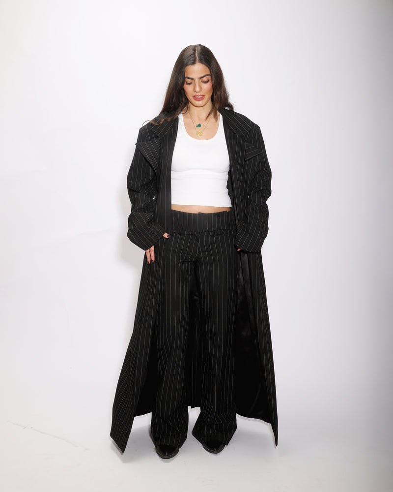 The Bootleg Striped Trousers, black striped bootleg trousers