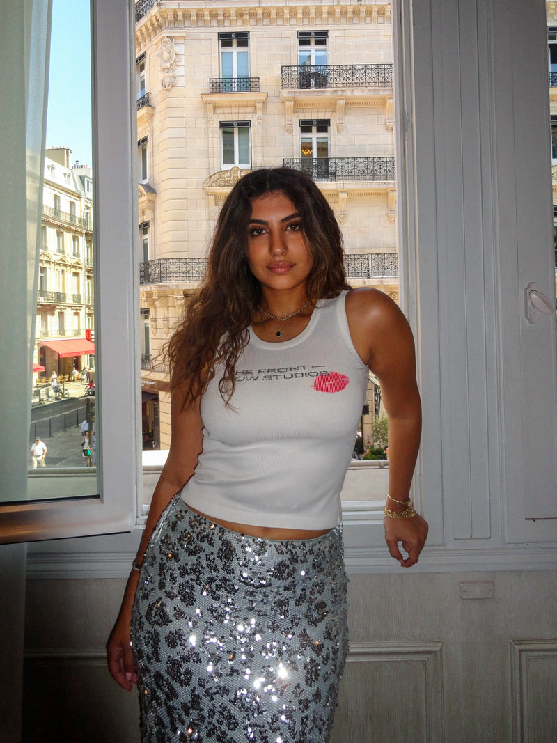 The Logo Tank, white ribbed cotton logo tank