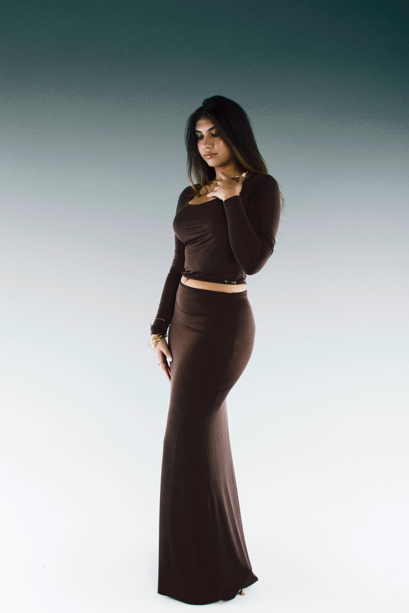 The Chocolate Brown Set, brown jersey matching set