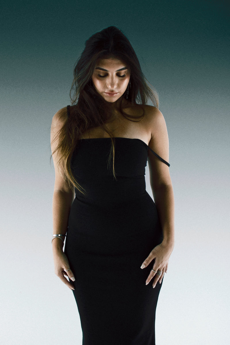 The Essentials Dress, fitted black dress